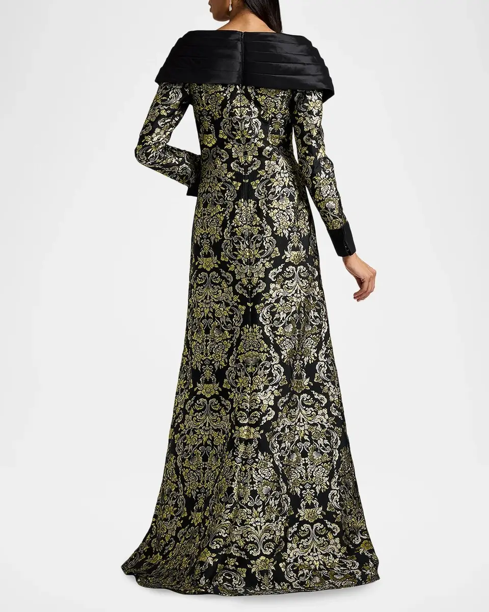 Tadashi Shoji Sorella Jacquard & Taffeta Portrait Gown | Thumbnail 3