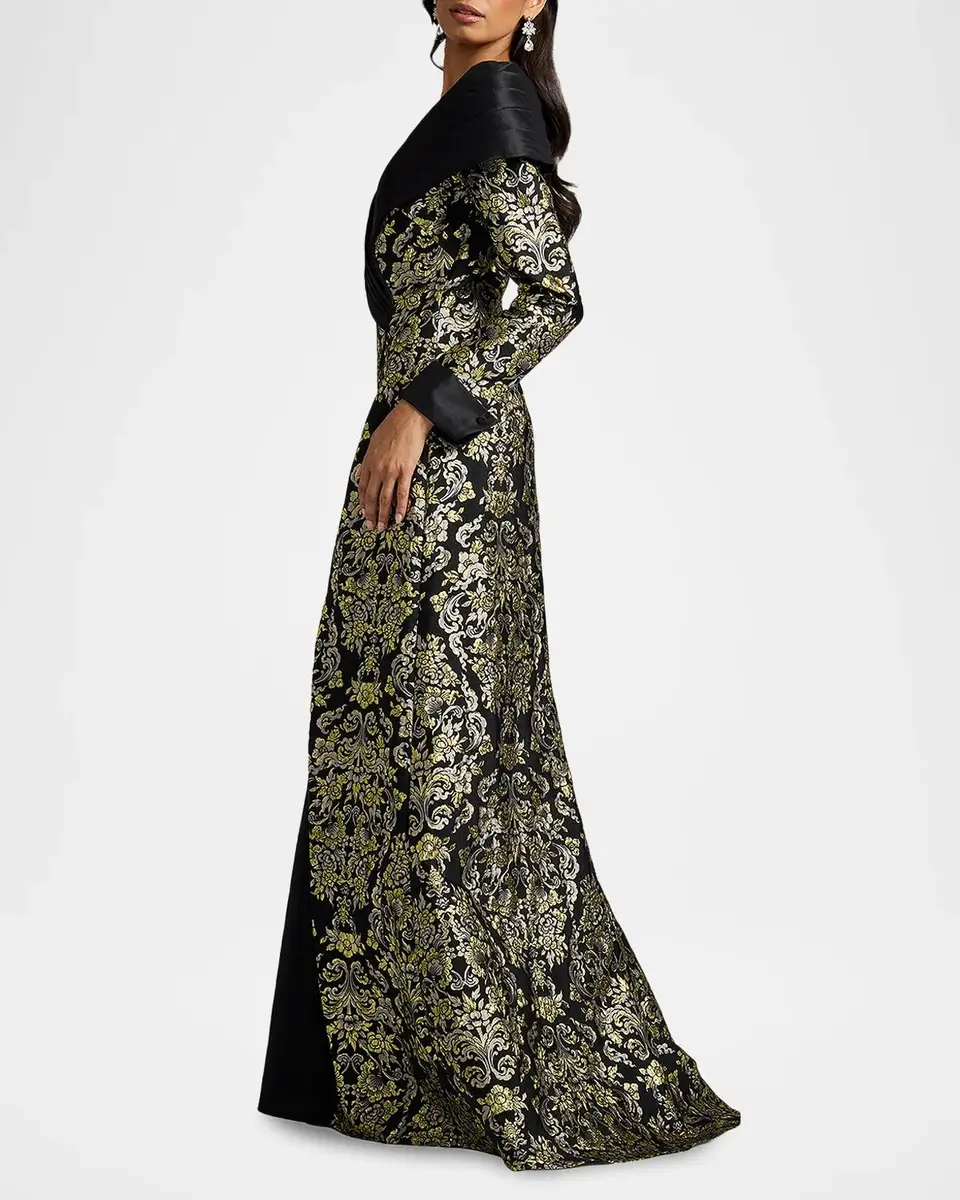 Tadashi Shoji Sorella Jacquard & Taffeta Portrait Gown | Thumbnail 4