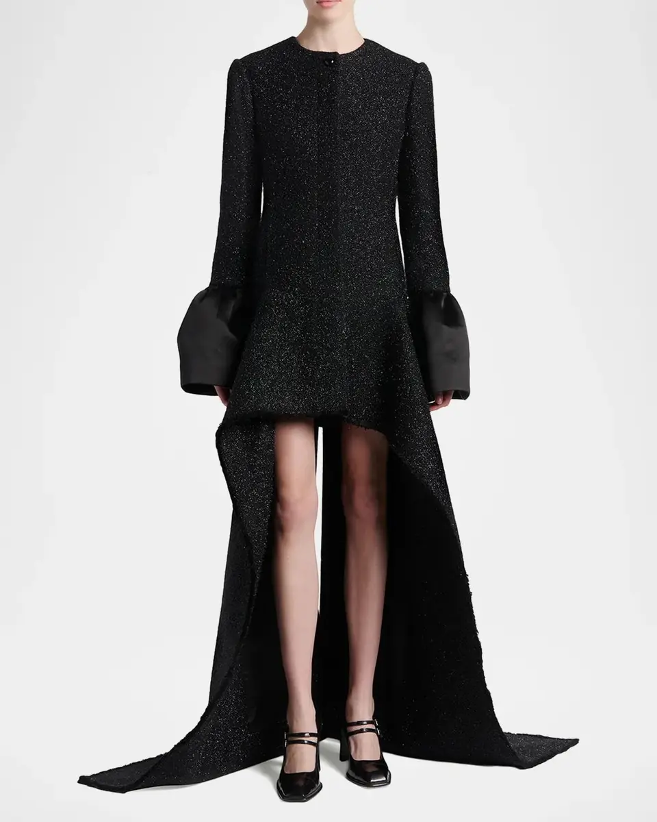 Alexander McQueen Metallic Tweed Single-Breasted Long Coat | Thumbnail 2