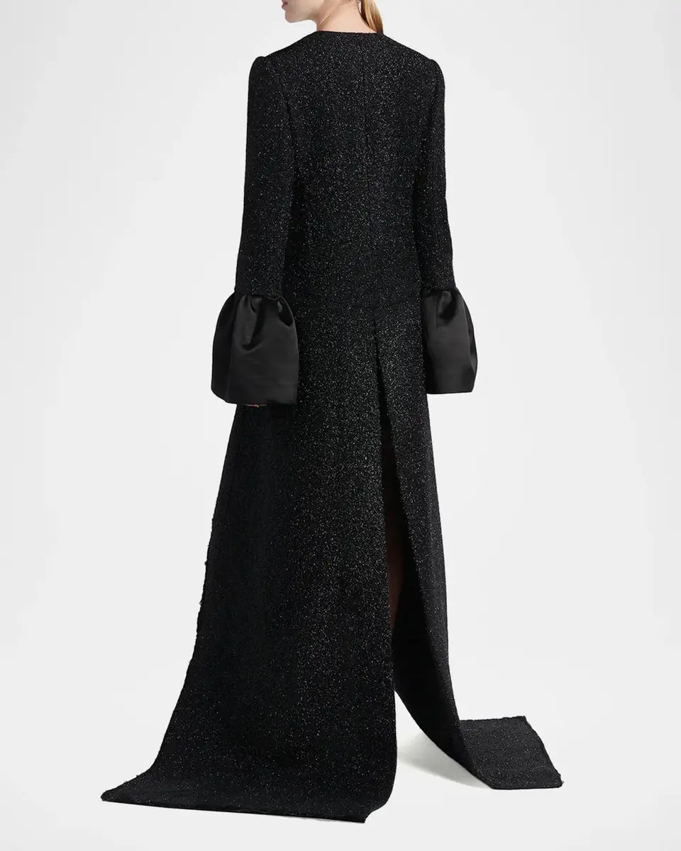 Alexander McQueen Metallic Tweed Single-Breasted Long Coat | Thumbnail 3