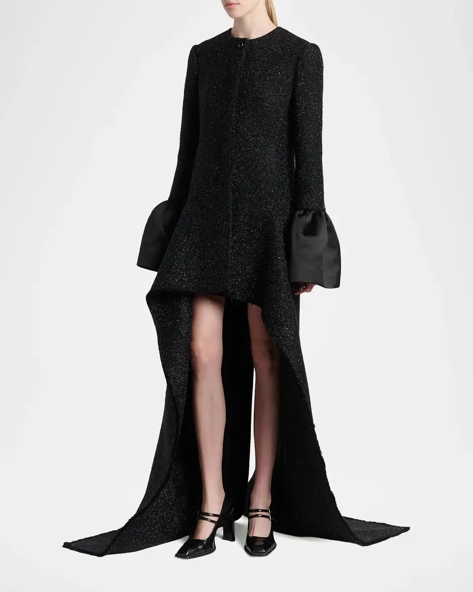 Alexander McQueen Metallic Tweed Single-Breasted Long Coat | Thumbnail 4