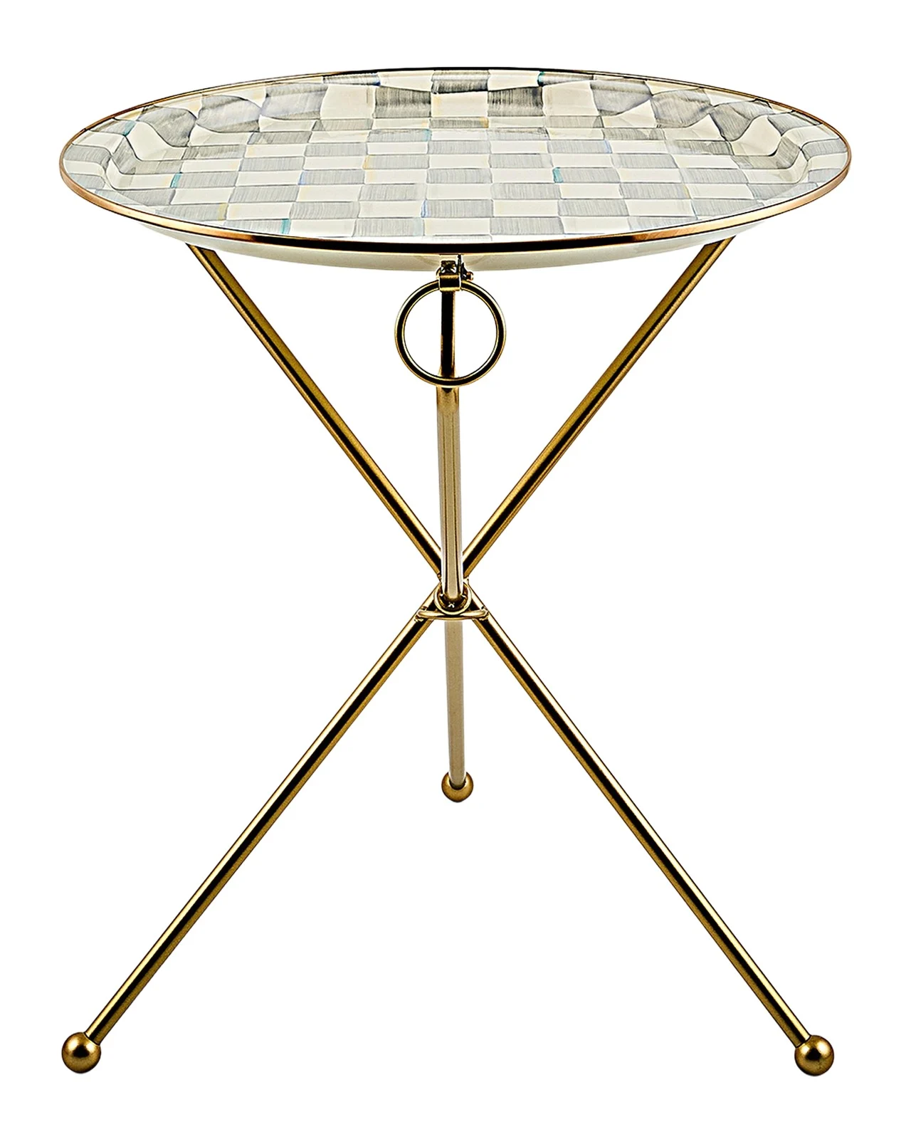 MacKenzie-Childs Sterling Check Enamel Tilt Accent Table
