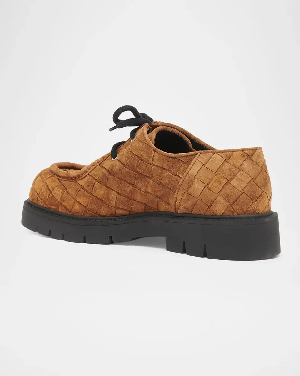 Bottega Veneta Men's Haddock Suede Moc-Toe Derby Shoes | Thumbnail 4