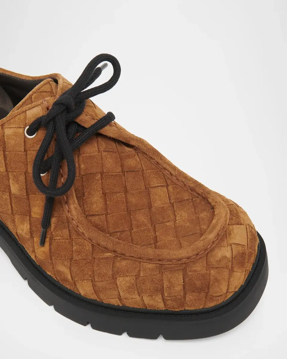 Bottega Veneta Men's Haddock Suede Moc-Toe Derby Shoes | Thumbnail 5