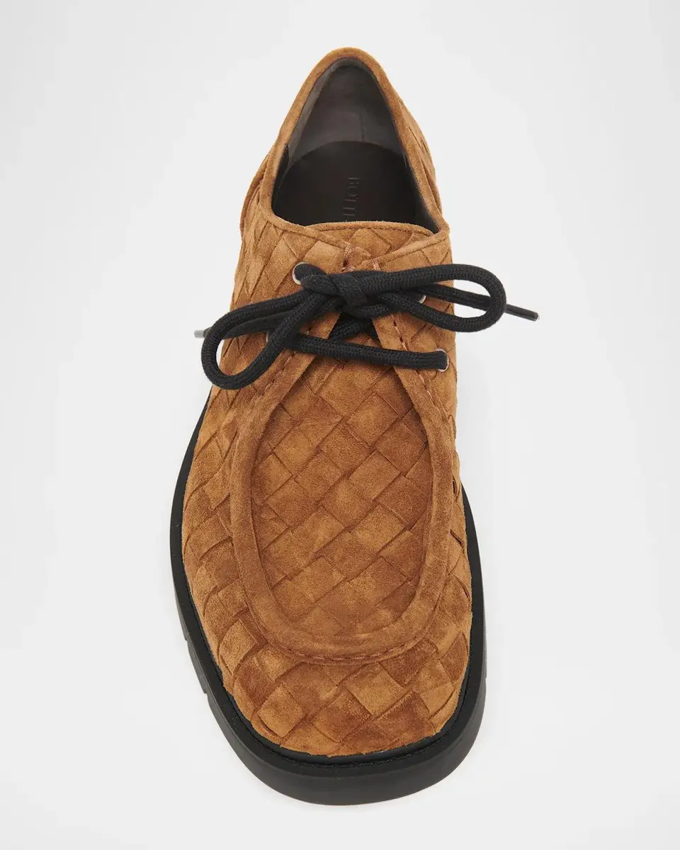 Bottega Veneta Men's Haddock Suede Moc-Toe Derby Shoes | Thumbnail 6