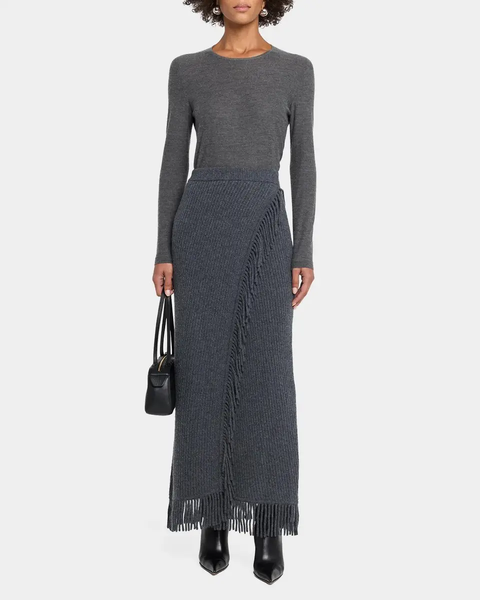 Simkhai Casey Ribbed Fringe-Trim Midi Skirt | Thumbnail 2 Simkhai Casey Ribbed Fringe-Trim Midi Skirt | Thumbnail 2