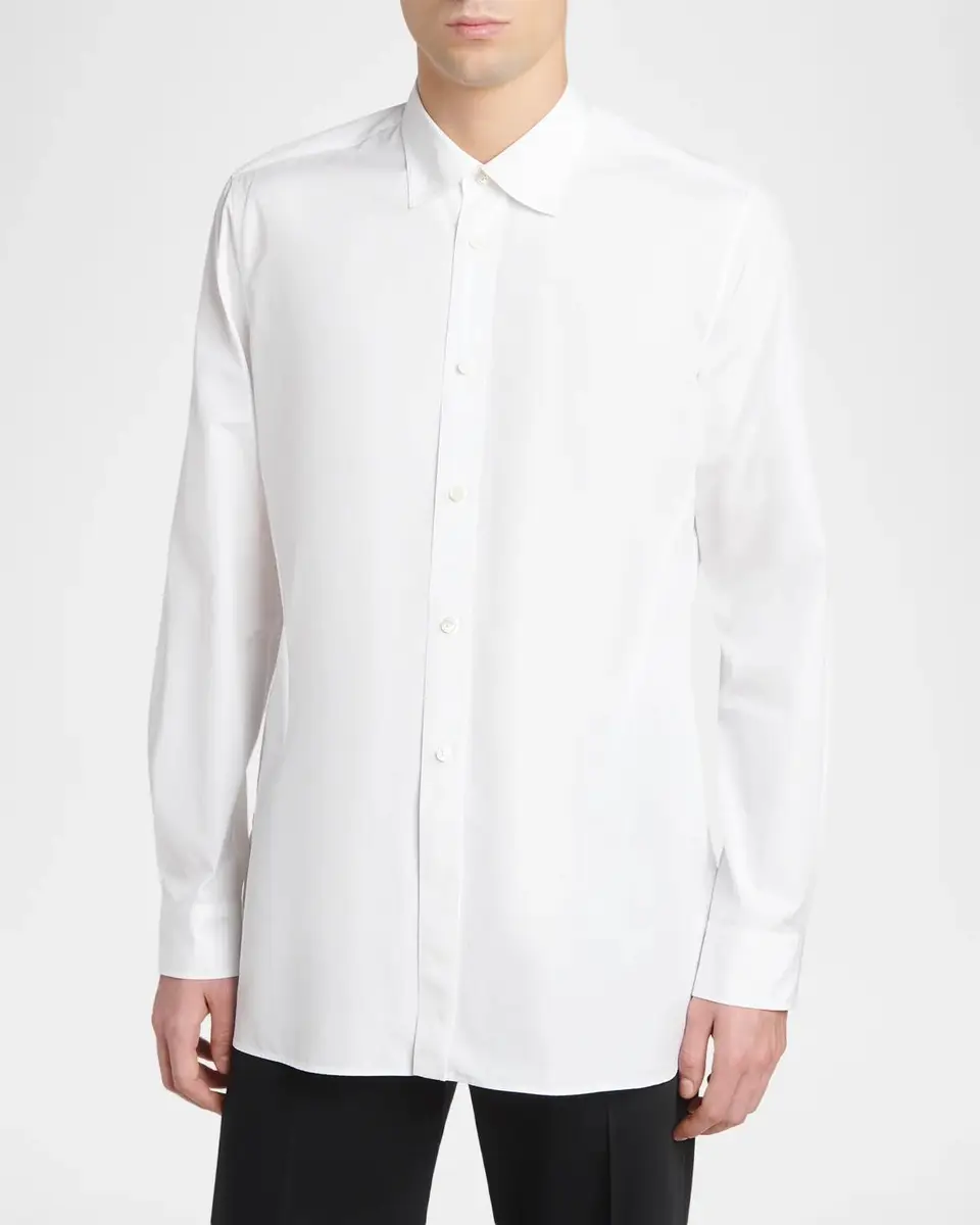 Jil Sander Men's Organic Cotton Point Collar Sport Shirt | Thumbnail 4