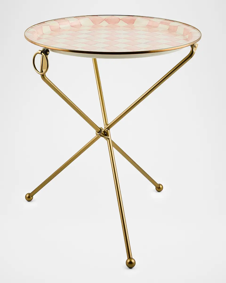 MacKenzie-Childs Rosy Check Enamel Tilt Accent Table | Thumbnail 2