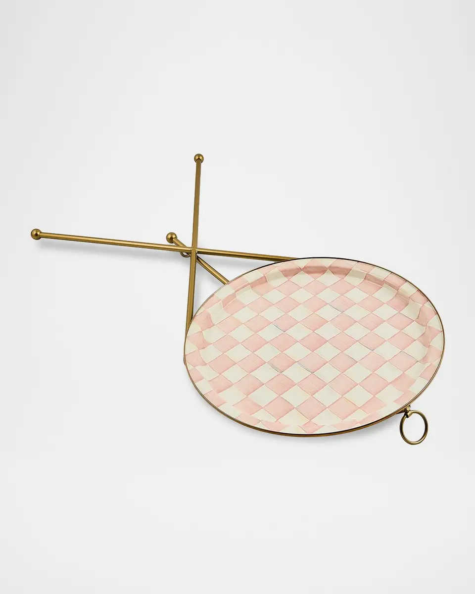 MacKenzie-Childs Rosy Check Enamel Tilt Accent Table | Thumbnail 3