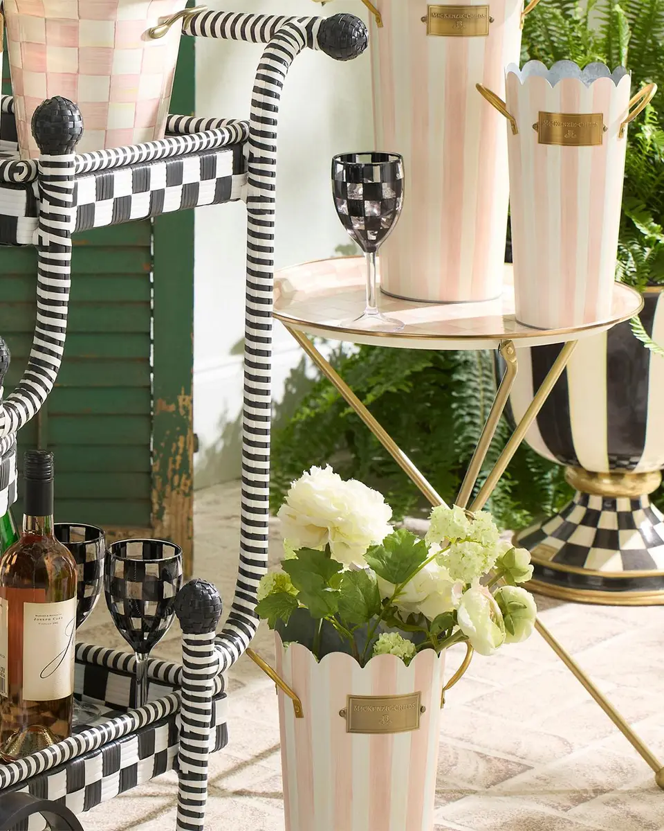 MacKenzie-Childs Rosy Check Enamel Tilt Accent Table | Thumbnail 4
