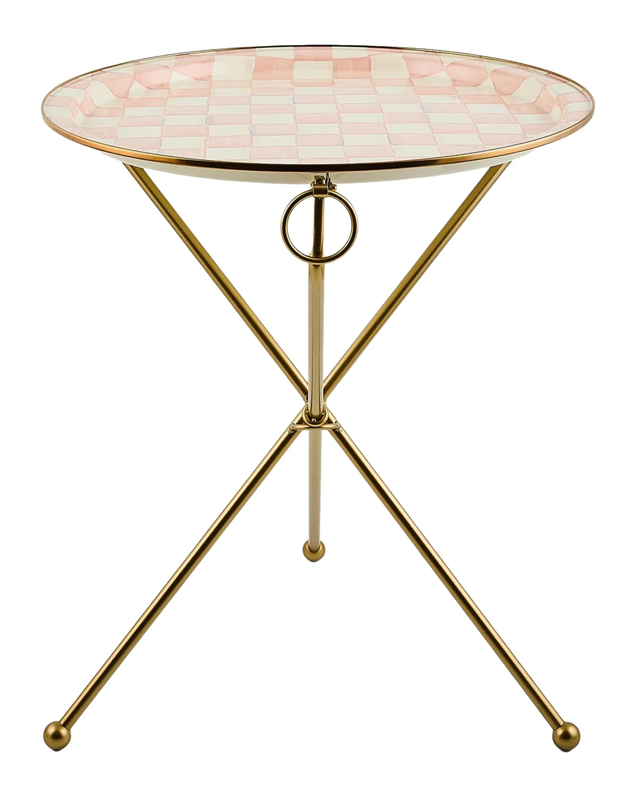 MacKenzie-Childs Rosy Check Enamel Tilt Accent Table