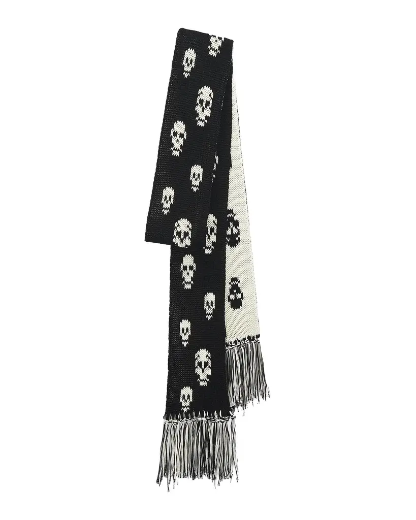 Alexander McQueen Skull Knit Cotton Tricot Scarf