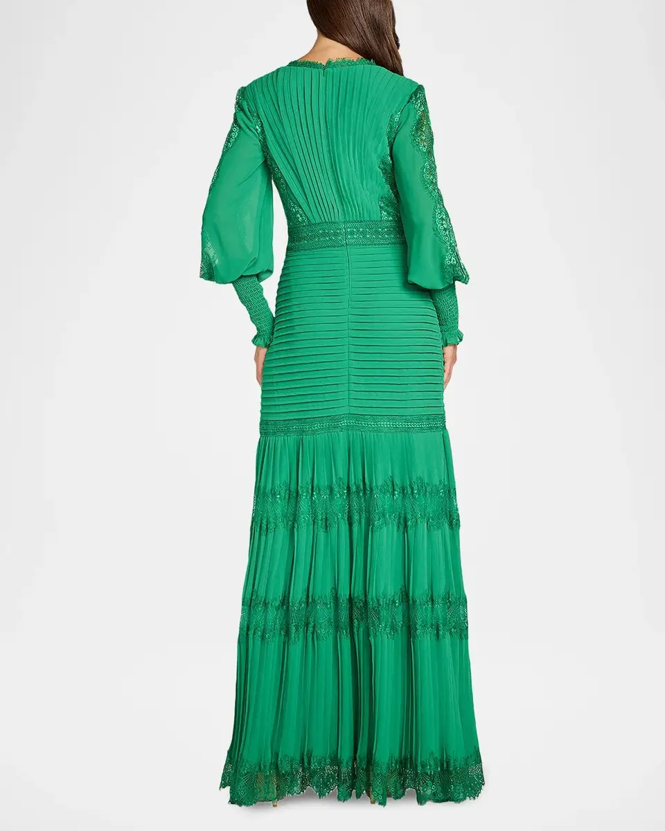 Tadashi Shoji Tiered Bishop-Sleeve Pleated Lace Gown | Thumbnail 3 Tadashi Shoji Tiered Bishop-Sleeve Pleated Lace Gown | Thumbnail 3