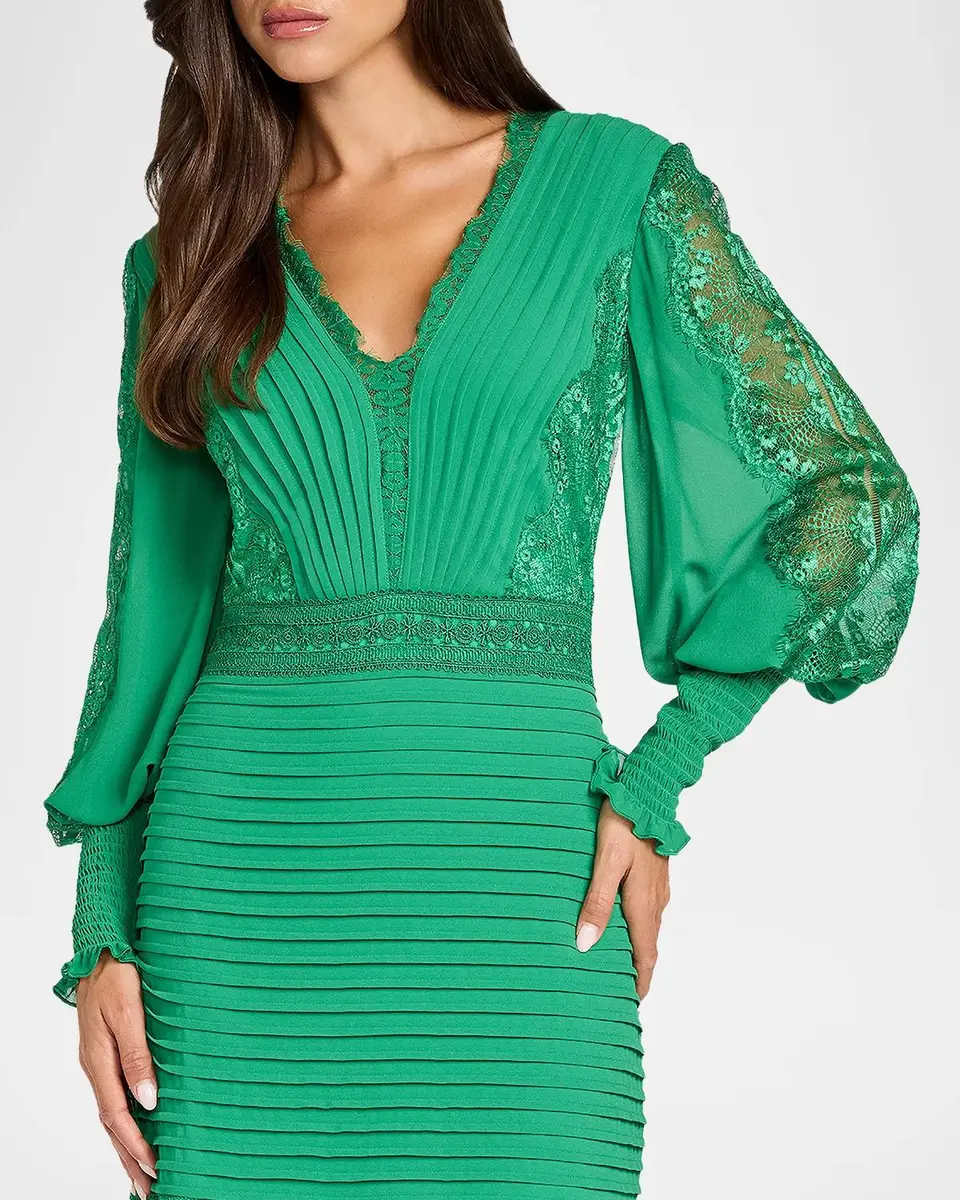 Tadashi Shoji Tiered Bishop-Sleeve Pleated Lace Gown | Thumbnail 5 Tadashi Shoji Tiered Bishop-Sleeve Pleated Lace Gown | Thumbnail 5