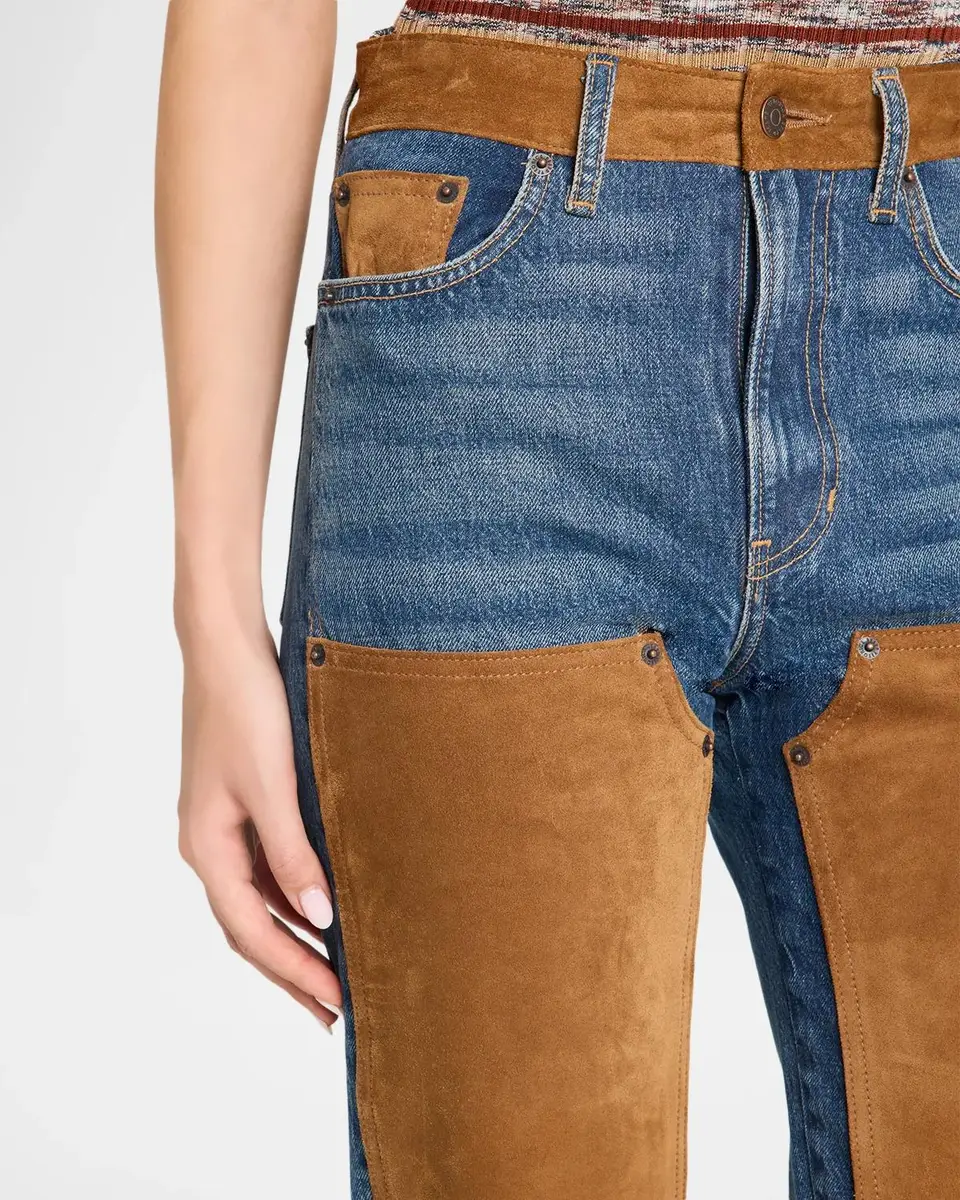 Veronica Beard Dylan High-Rise Suede-Panel Jeans | Thumbnail 5 Veronica Beard Dylan High-Rise Suede-Panel Jeans | Thumbnail 5
