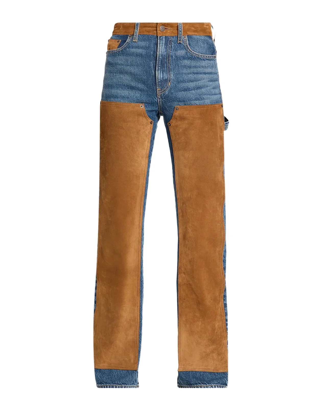Veronica Beard Dylan High-Rise Suede-Panel Jeans