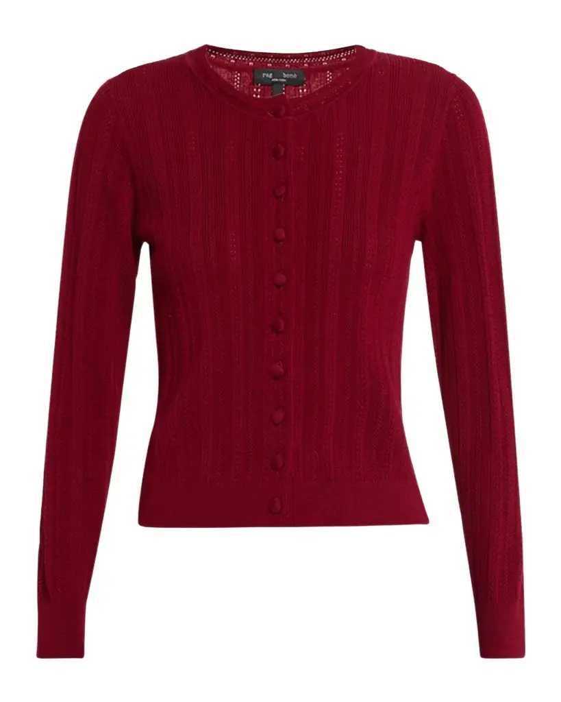 rag & bone Rhodes Pointelle Crewneck Cardigan