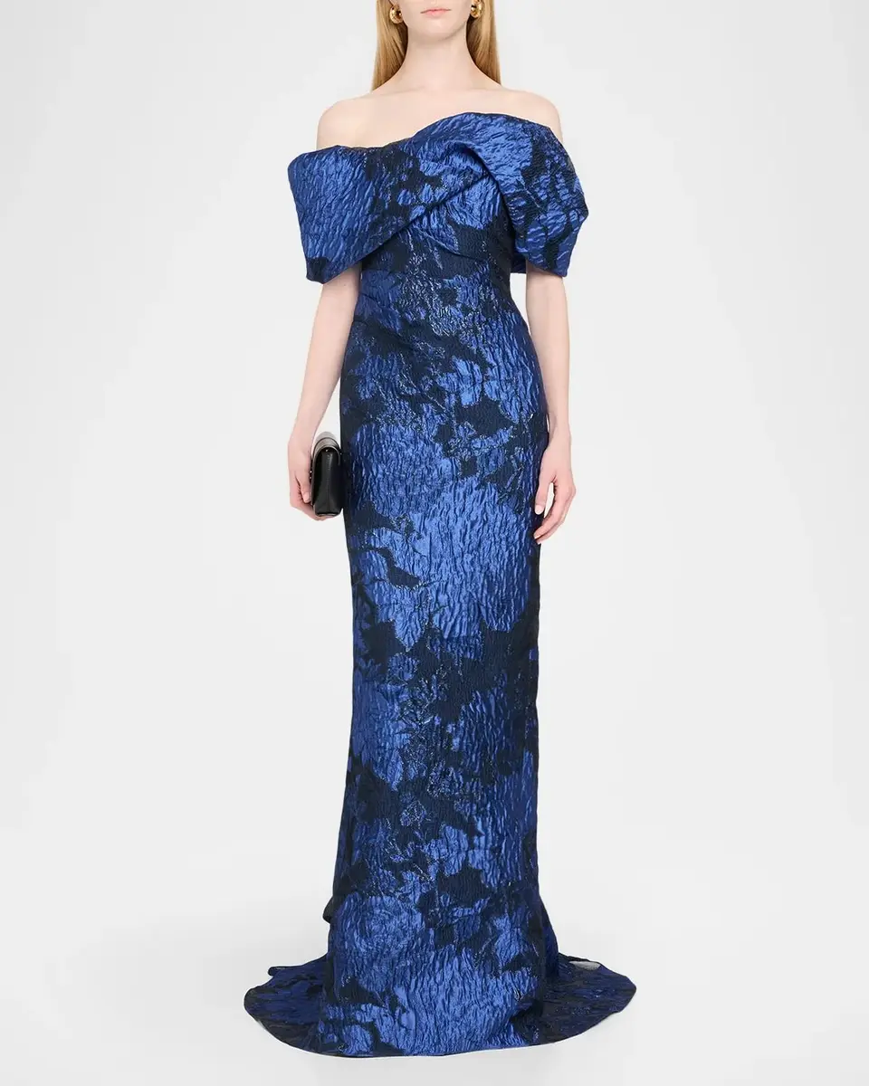 PAMELLA ROLAND Fil Coupe Off-The-Shoulder Fishtail Train Gown | Thumbnail 2 PAMELLA ROLAND Fil Coupe Off-The-Shoulder Fishtail Train Gown | Thumbnail 2