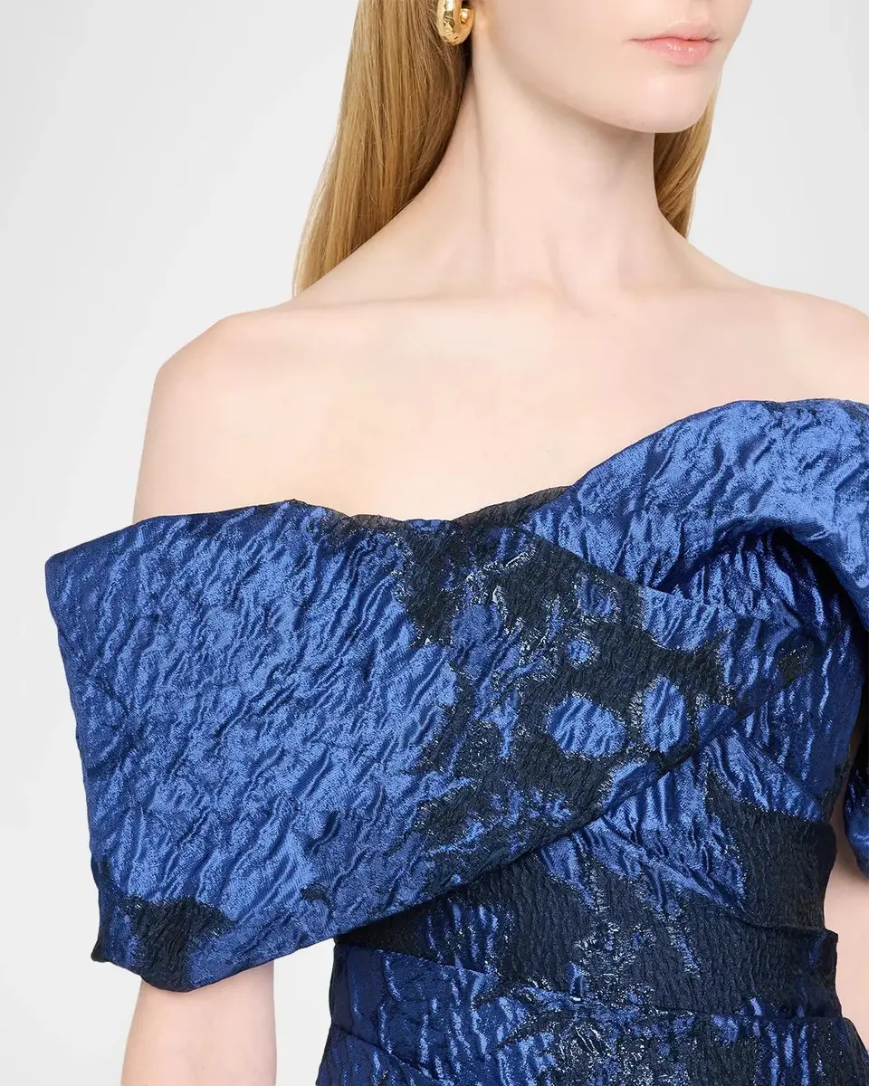 PAMELLA ROLAND Fil Coupe Off-The-Shoulder Fishtail Train Gown | Thumbnail 5 PAMELLA ROLAND Fil Coupe Off-The-Shoulder Fishtail Train Gown | Thumbnail 5
