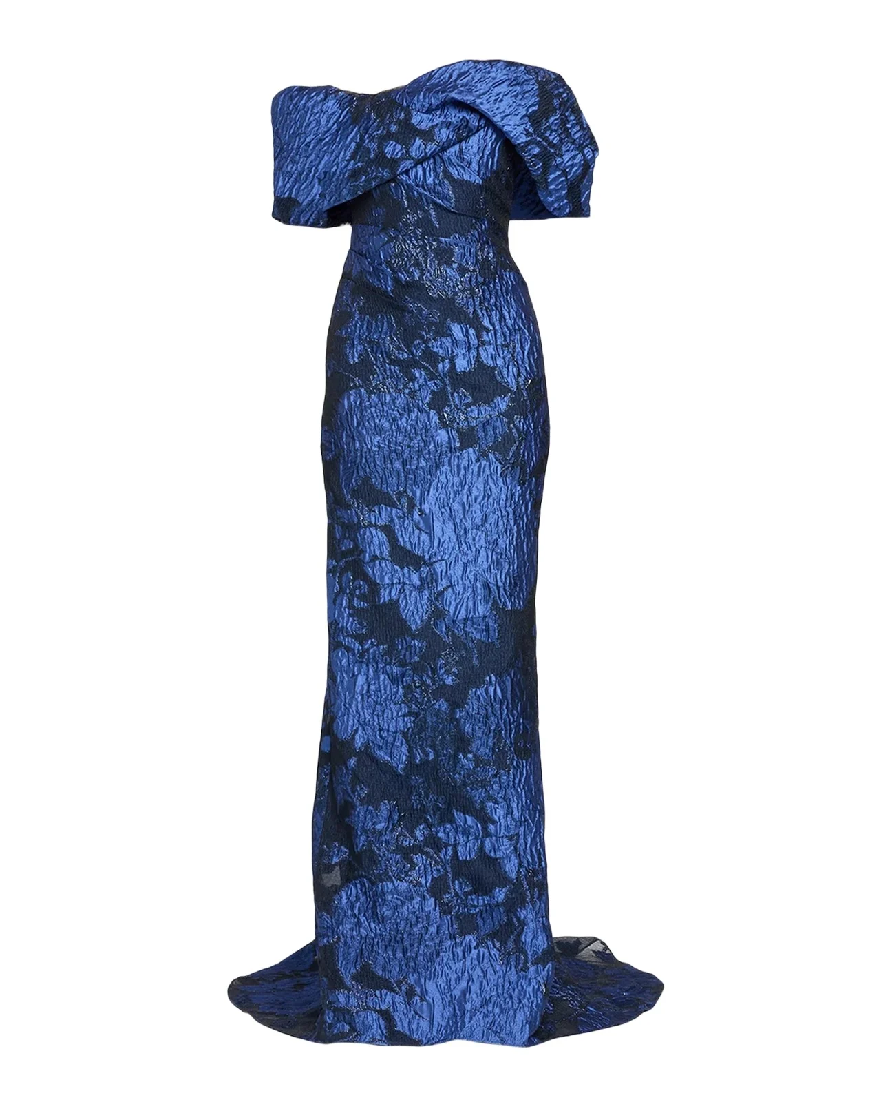 Fil Coupe Off-The-Shoulder Fishtail Train Gown Fil Coupe Off-The-Shoulder Fishtail Train Gown
