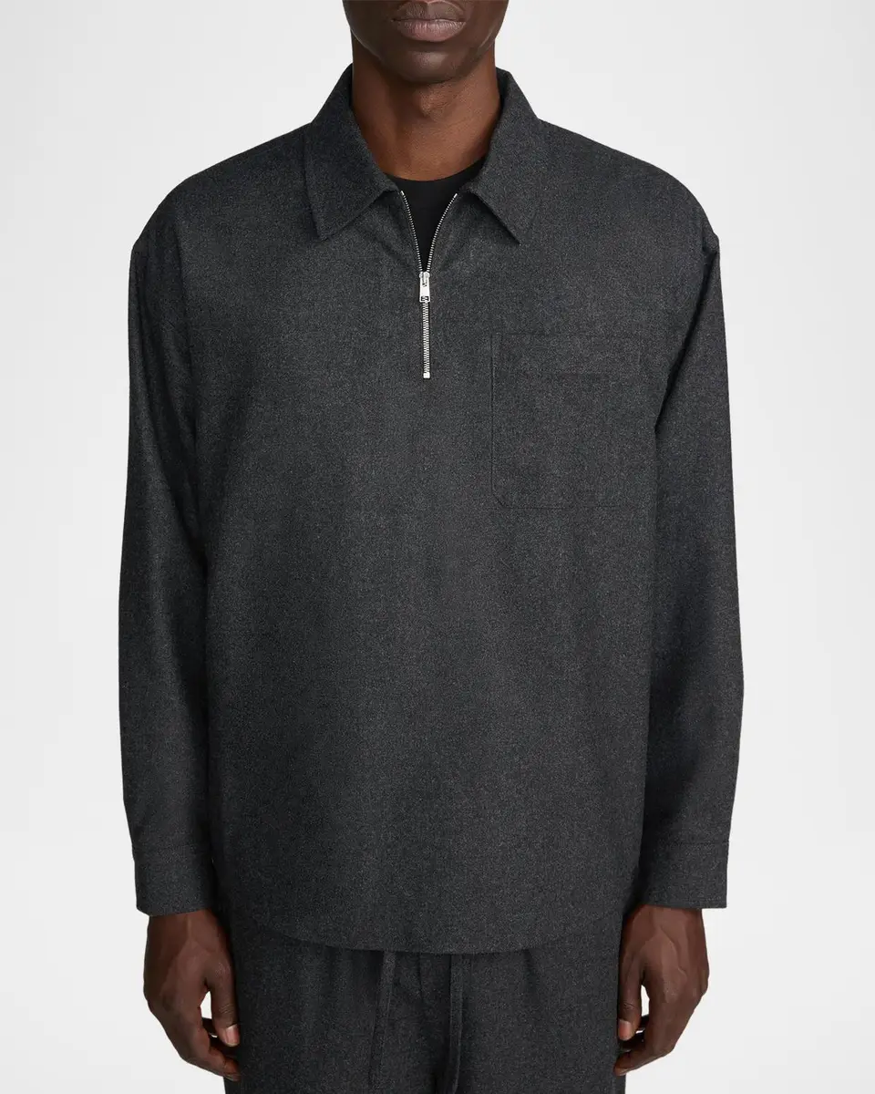 Frame Men's Wool-Blend Half-Zip Overshirt | Thumbnail 4