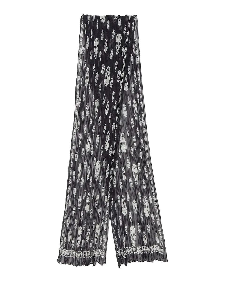 Alexander McQueen Skull Pleated Silk Georgette Scarf | Thumbnail 3 Alexander McQueen Skull Pleated Silk Georgette Scarf | Thumbnail 3