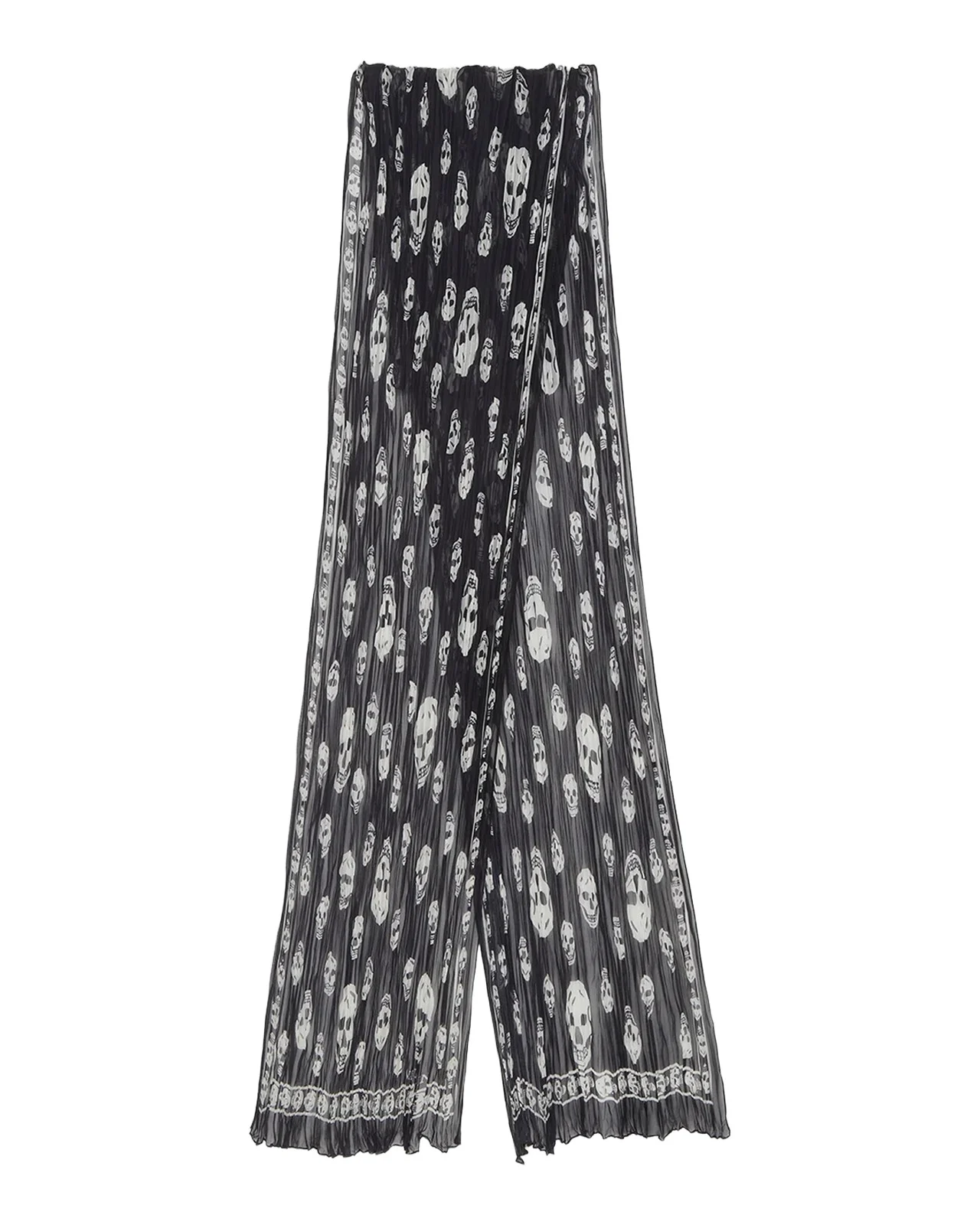 Skull Pleated Silk Georgette Scarf Skull Pleated Silk Georgette Scarf