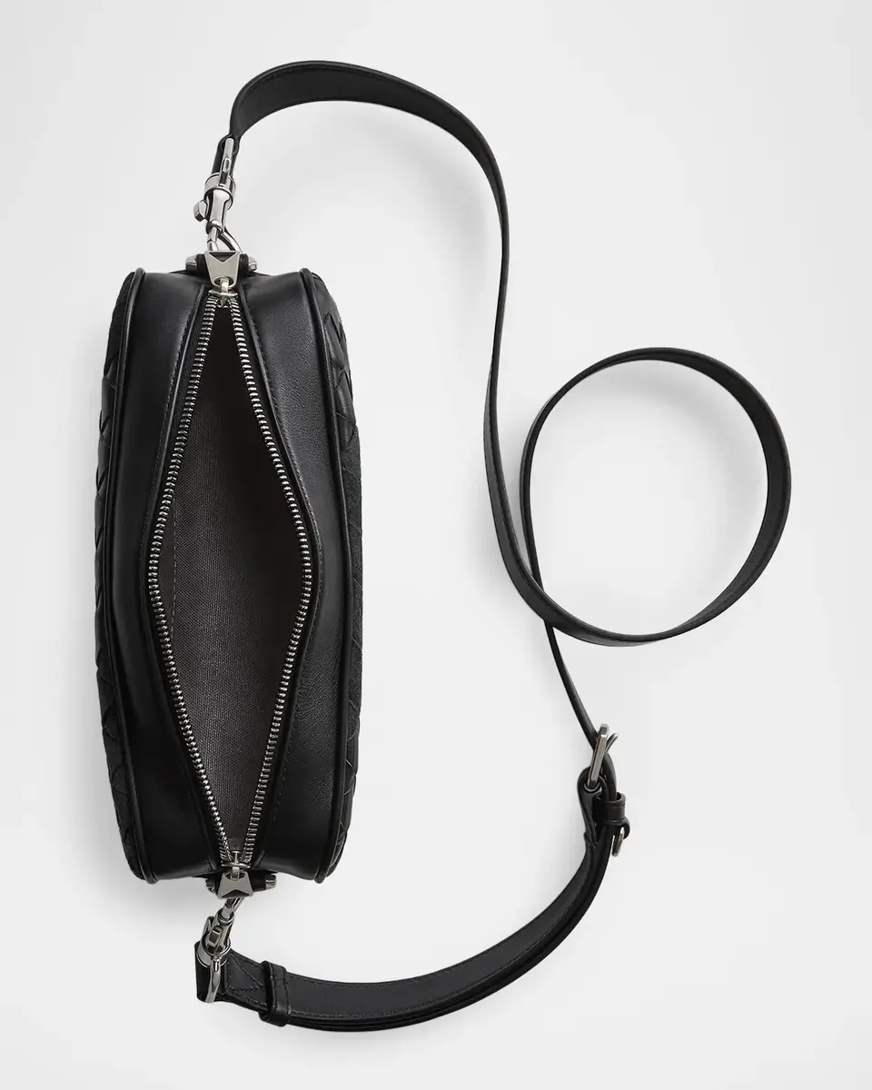 Bottega Veneta Men's Small Intrecciato Suede and Leather Camera Bag | Thumbnail 3 Bottega Veneta Men's Small Intrecciato Suede and Leather Camera Bag | Thumbnail 3