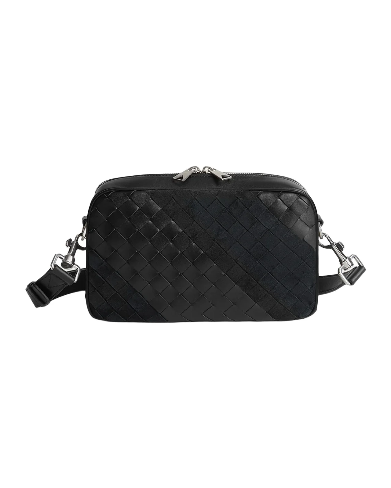 Men's Small Intrecciato Suede and Leather Camera Bag Men's Small Intrecciato Suede and Leather Camera Bag