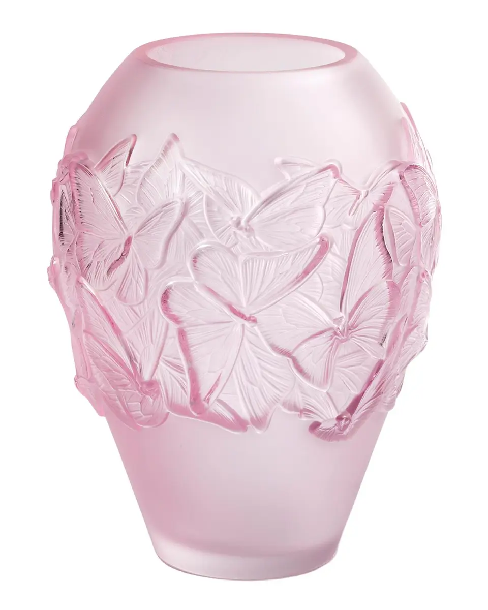 Lalique Papillons Medium Pink Crystal Vase | Thumbnail 3 Lalique Papillons Medium Pink Crystal Vase | Thumbnail 3