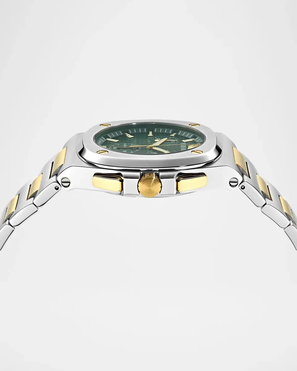Versace Men's Tolomeo Chrono Two-Tone Bracelet Watch, 40mm | Thumbnail 4 Versace Men's Tolomeo Chrono Two-Tone Bracelet Watch, 40mm | Thumbnail 4