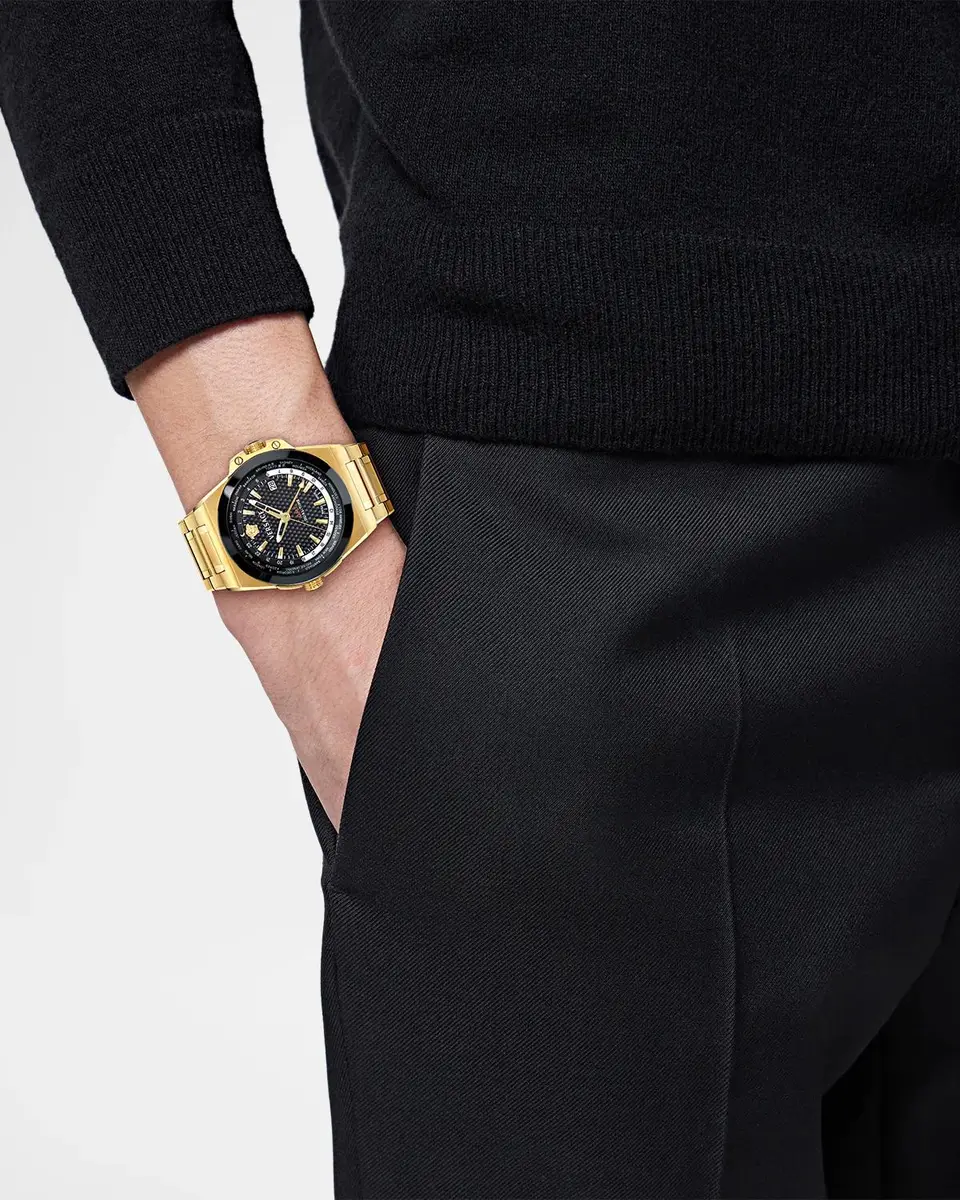 Versace Men's Greca Reaction GMT Gold-Tone IP Bracelet Watch, 44mm | Thumbnail 2 Versace Men's Greca Reaction GMT Gold-Tone IP Bracelet Watch, 44mm | Thumbnail 2