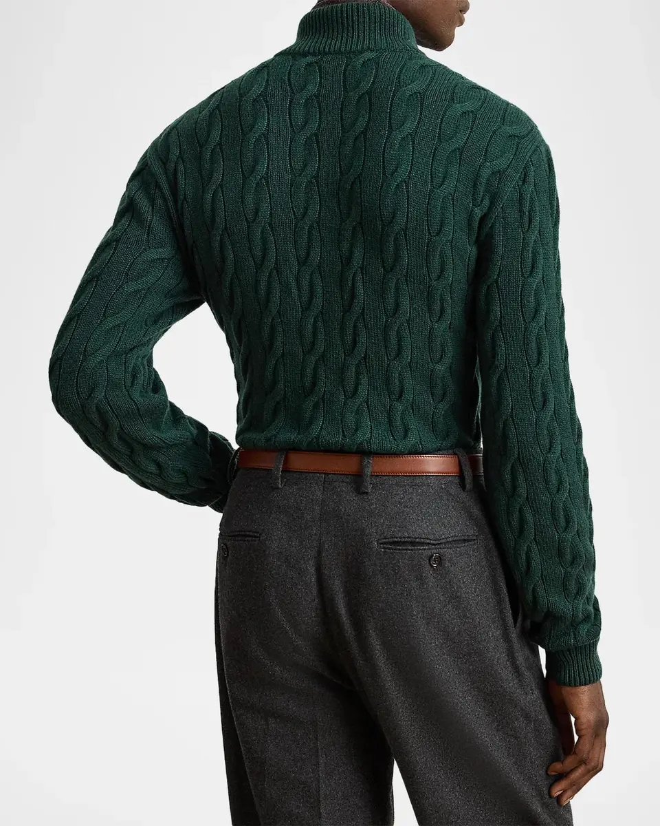 Ralph Lauren Purple Label Men's Cable-Knit Cashmere Mock Neck Sweater | Thumbnail 3 Ralph Lauren Purple Label Men's Cable-Knit Cashmere Mock Neck Sweater | Thumbnail 3