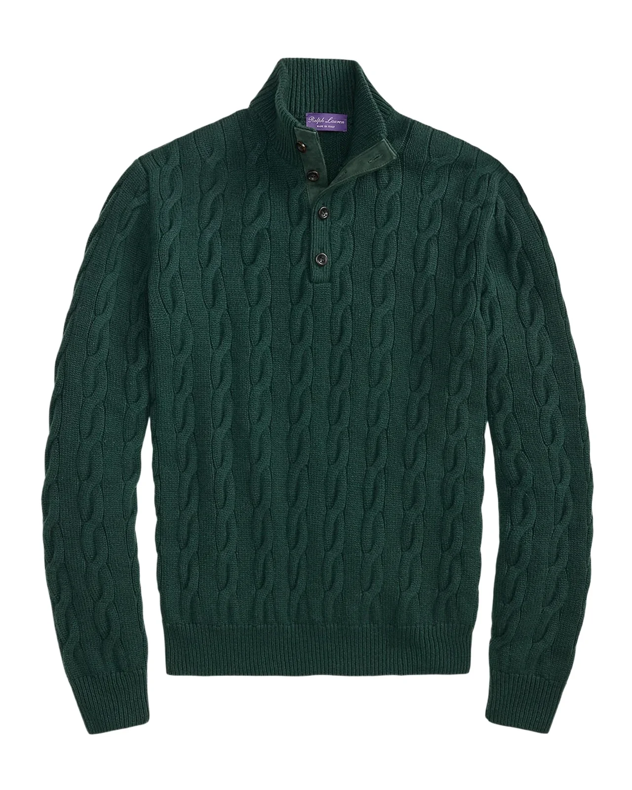 Ralph Lauren Purple Label Men's Cable-Knit Cashmere Mock Neck Sweater