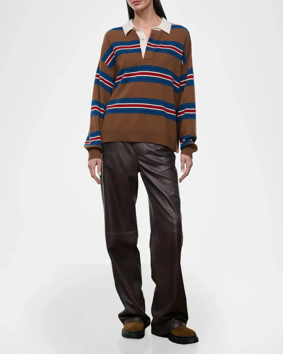 Staud Michael Striped Cashmere Polo Sweater | Thumbnail 2 Staud Michael Striped Cashmere Polo Sweater | Thumbnail 2