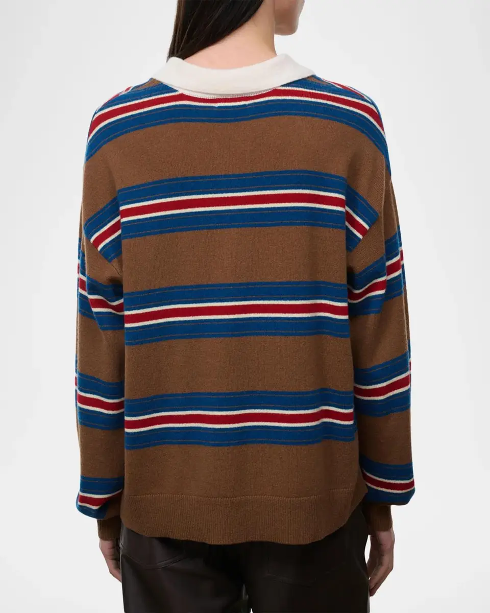 Staud Michael Striped Cashmere Polo Sweater | Thumbnail 3 Staud Michael Striped Cashmere Polo Sweater | Thumbnail 3