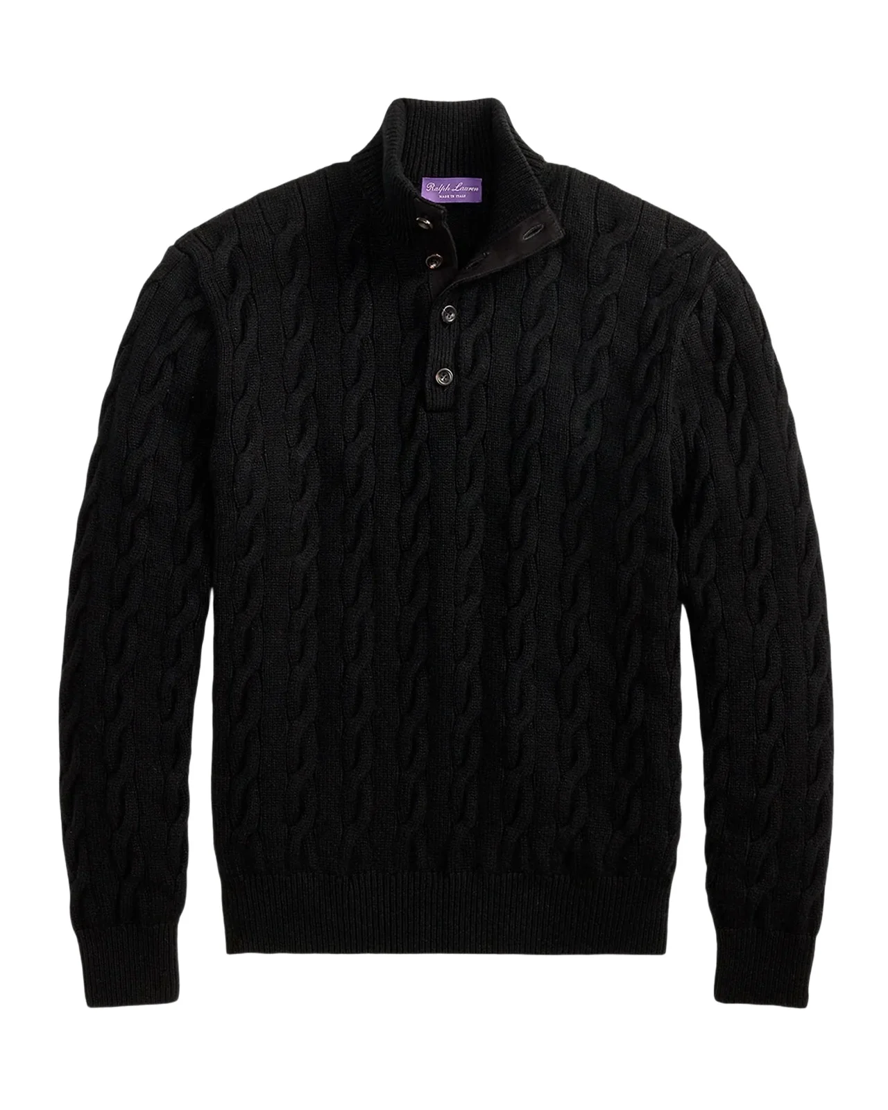 Men's Cable-Knit Cashmere Mock Neck Sweater