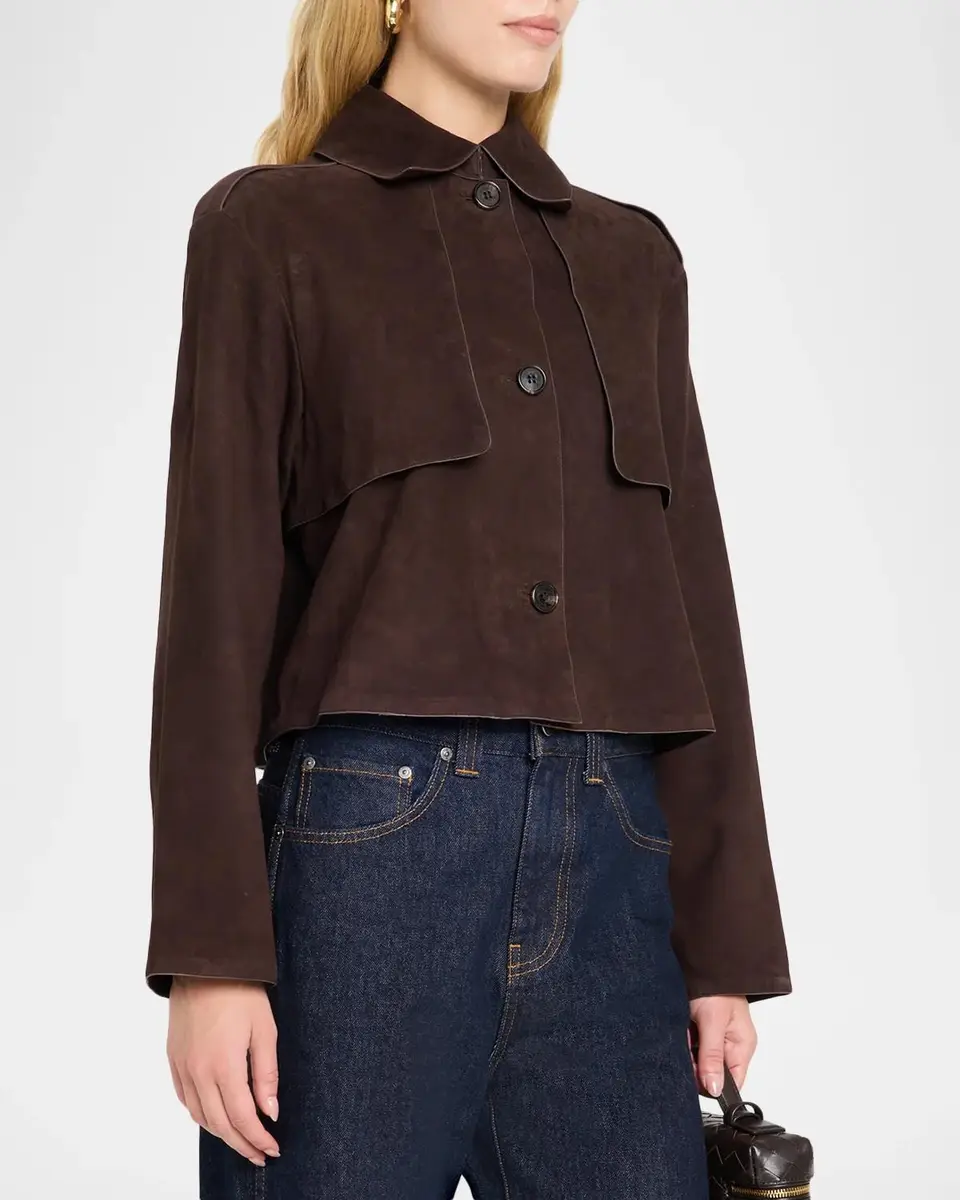 Theory Suede Cropped Trench Coat | Thumbnail 4