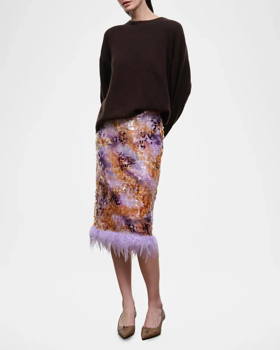 Staud Lark Sequined Feather-Hem Skirt | Thumbnail 2 Staud Lark Sequined Feather-Hem Skirt | Thumbnail 2