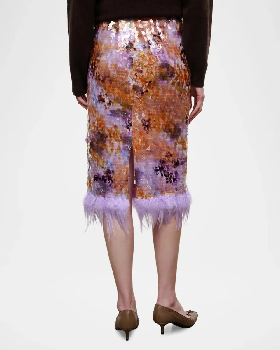 Staud Lark Sequined Feather-Hem Skirt | Thumbnail 3 Staud Lark Sequined Feather-Hem Skirt | Thumbnail 3