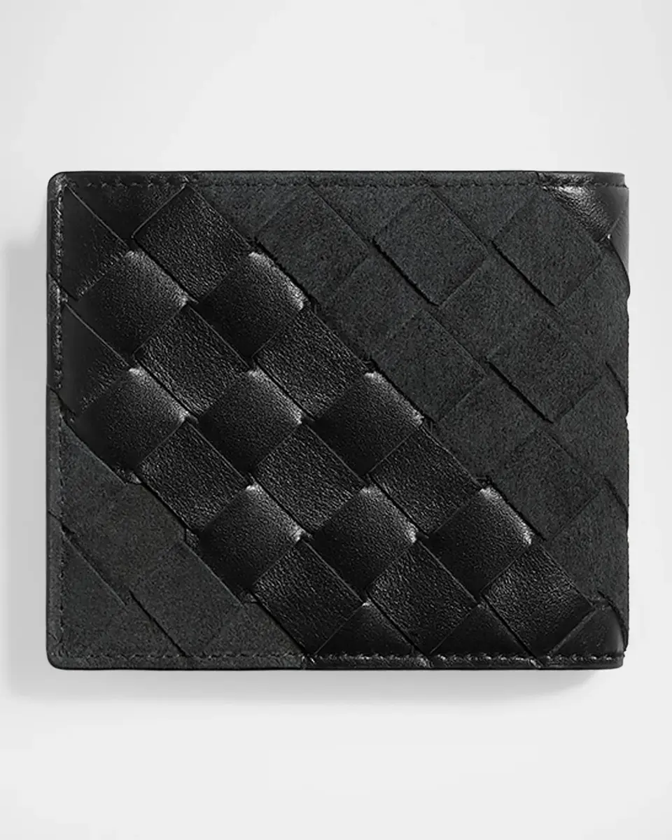 Bottega Veneta Men's Intrecciato Leather and Suede Bifold Wallet | Thumbnail 3 Bottega Veneta Men's Intrecciato Leather and Suede Bifold Wallet | Thumbnail 3