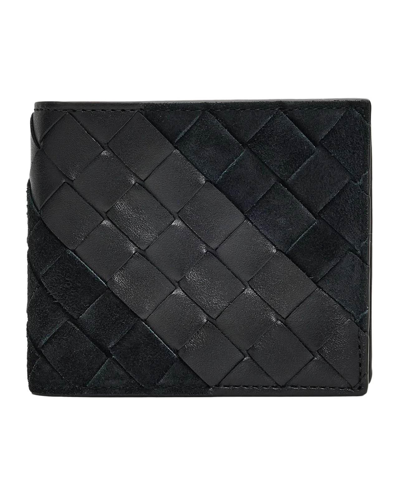 Men's Intrecciato Leather and Suede Bifold Wallet Men's Intrecciato Leather and Suede Bifold Wallet