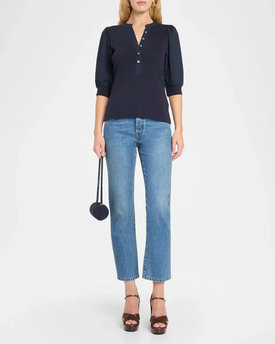 Veronica Beard Coralee Puff Sleeve Button-Front Top | Thumbnail 2 Veronica Beard Coralee Puff Sleeve Button-Front Top | Thumbnail 2
