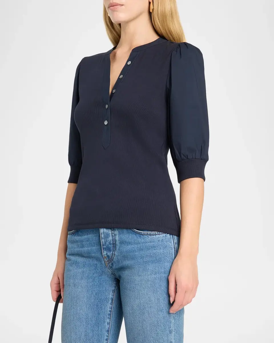 Veronica Beard Coralee Puff Sleeve Button-Front Top | Thumbnail 4 Veronica Beard Coralee Puff Sleeve Button-Front Top | Thumbnail 4