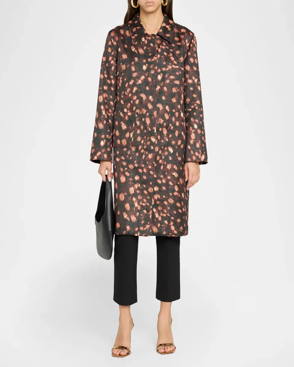 Milly Paityn Leopard-Print Jacquard Coat | Thumbnail 2 Milly Paityn Leopard-Print Jacquard Coat | Thumbnail 2