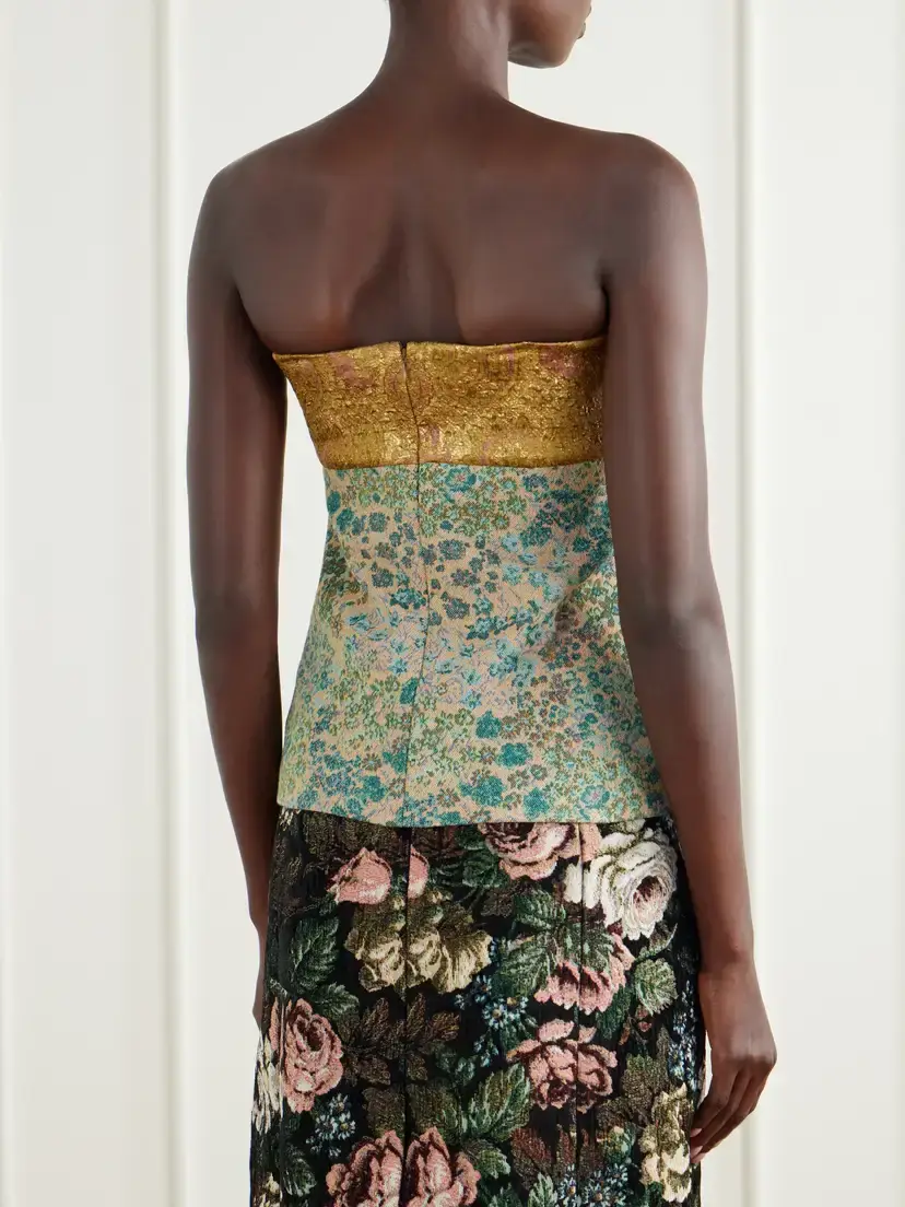 Dries Van Noten Strapless Metallic Floral-jacquard Top | Thumbnail 3 Dries Van Noten Strapless Metallic Floral-jacquard Top | Thumbnail 3