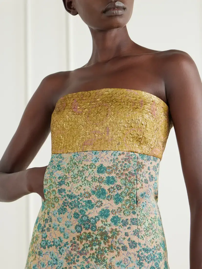 Dries Van Noten Strapless Metallic Floral-jacquard Top | Thumbnail 4 Dries Van Noten Strapless Metallic Floral-jacquard Top | Thumbnail 4