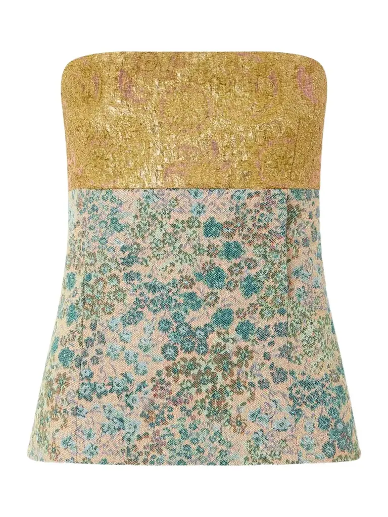 Strapless Metallic Floral-jacquard Top Strapless Metallic Floral-jacquard Top