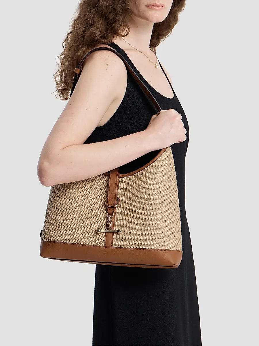 Strathberry Women's Kite Midi Woven Raffia Hobo Bag | Thumbnail 2 Strathberry Women's Kite Midi Woven Raffia Hobo Bag | Thumbnail 2