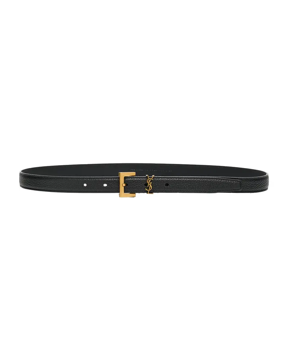 Saint Laurent YSL Grain Leather Skinny Belt | Thumbnail 3 Saint Laurent YSL Grain Leather Skinny Belt | Thumbnail 3